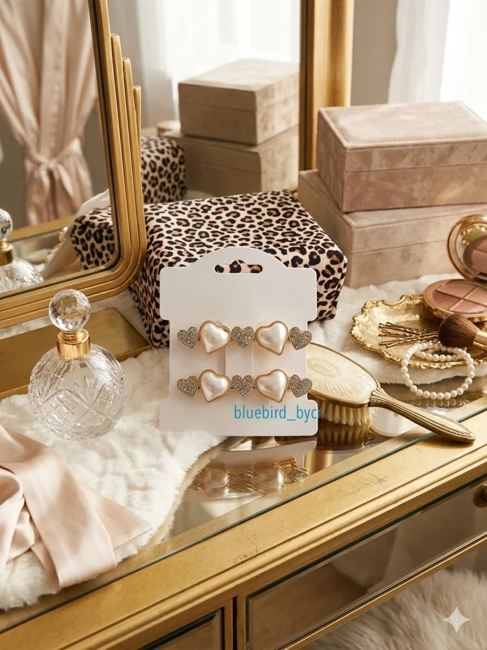 Gold-Tone Heart Pearl Drop Hair Pin- Pearls Accent